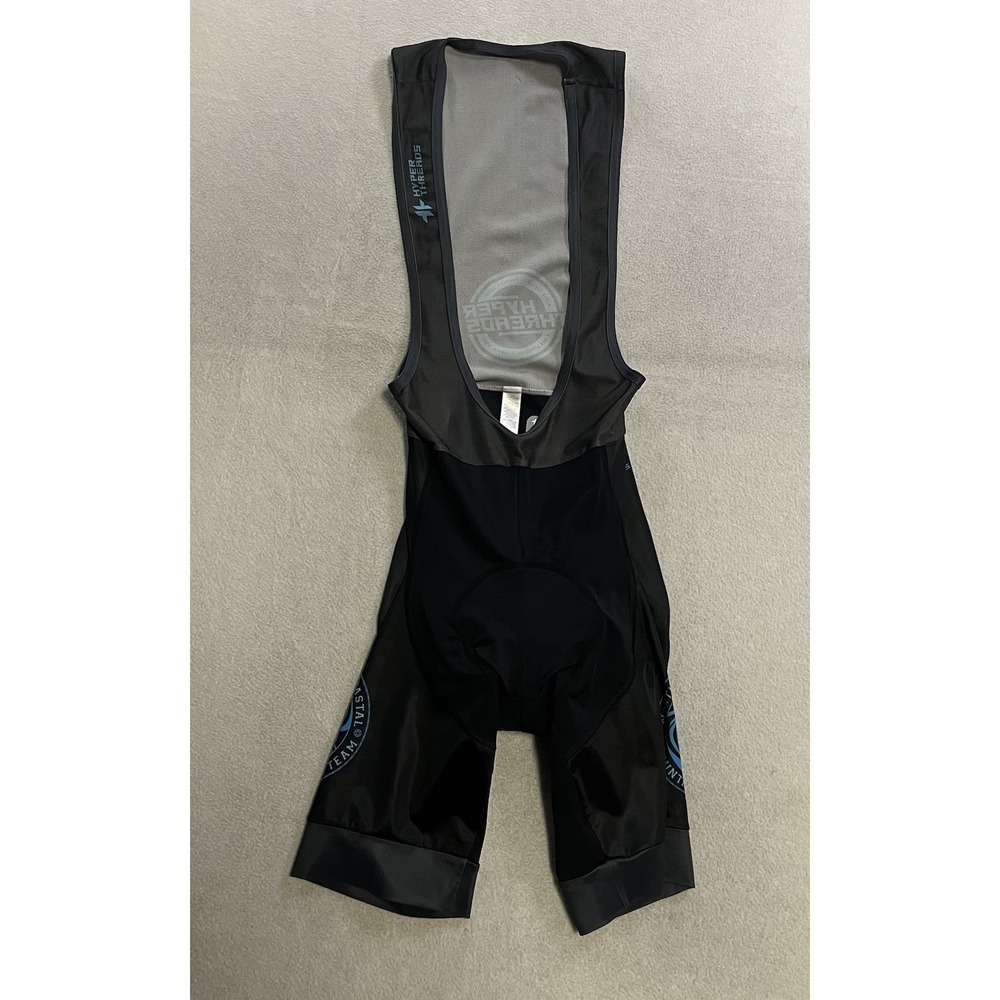 Hyper Threads Cycling Bibs Men's Size Medium Gray Black Blue Padded Shorts